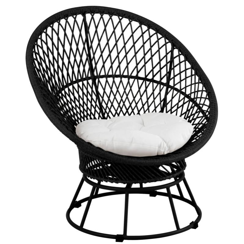 Fauteuil extérieur rotin avec pied rond et coussin KHARTOUM | Leroy Merlin