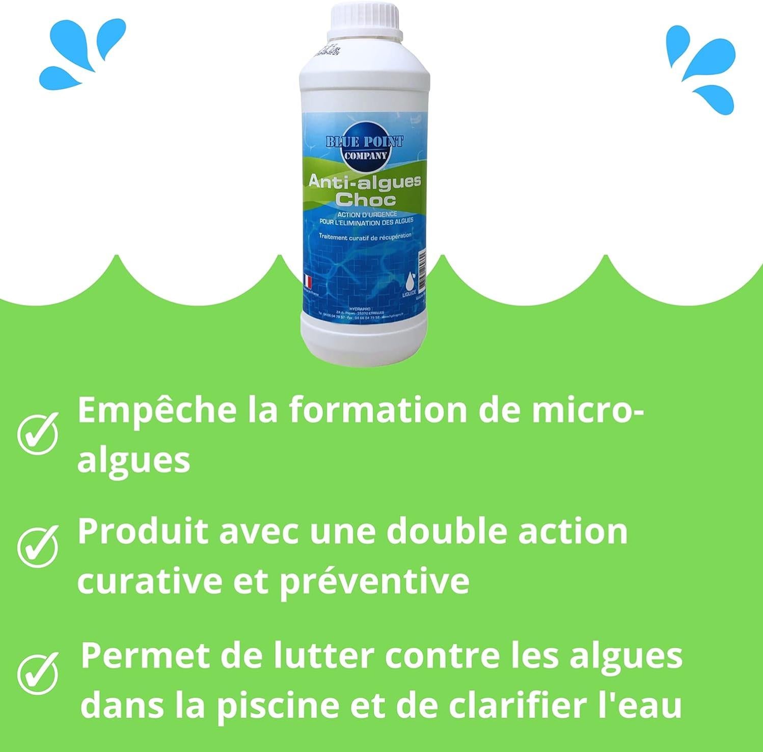 Anti-algues Choc Piscine 1L, Rattrapage Eau Verte, Anti Eau Verte/Trouble, Produit Double Action - 4