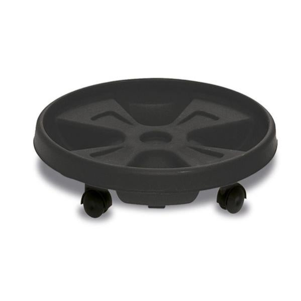 STI Sottovaso Con Ruote Rotondo 35 Cm In Legno Europeo - Portavasi Mobile Per Giardino E Balcone - 5