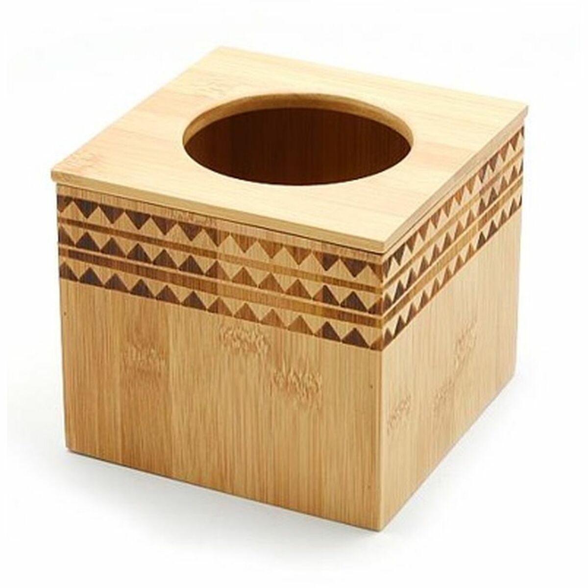 Relaxdays Boîte à mouchoirs carrée boîte lingette maquillage tissu bois  bambou HxlxP: 14 x 14 x 14 cm, nature