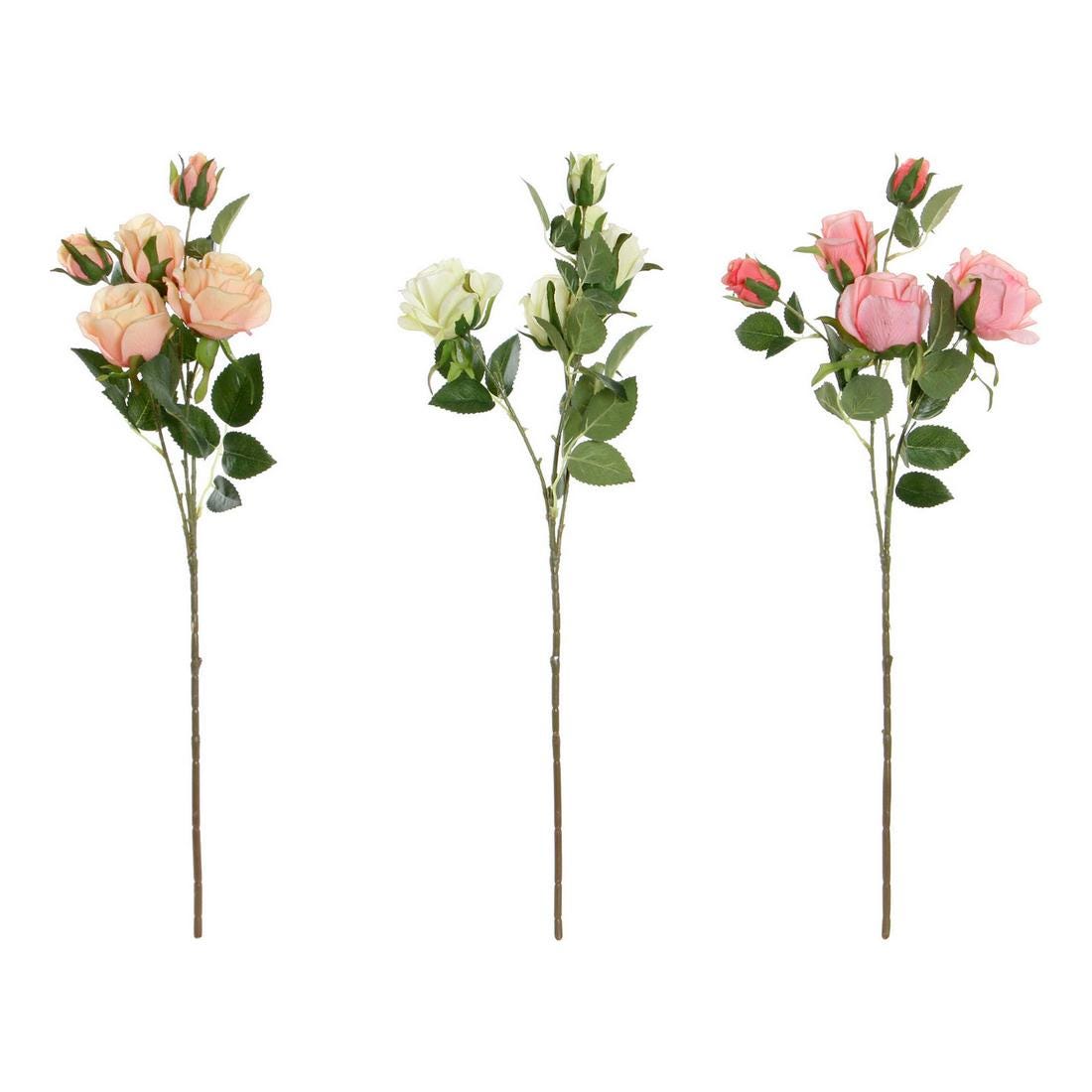 Fiori finti rose colorate 3 pezzi in stoffa