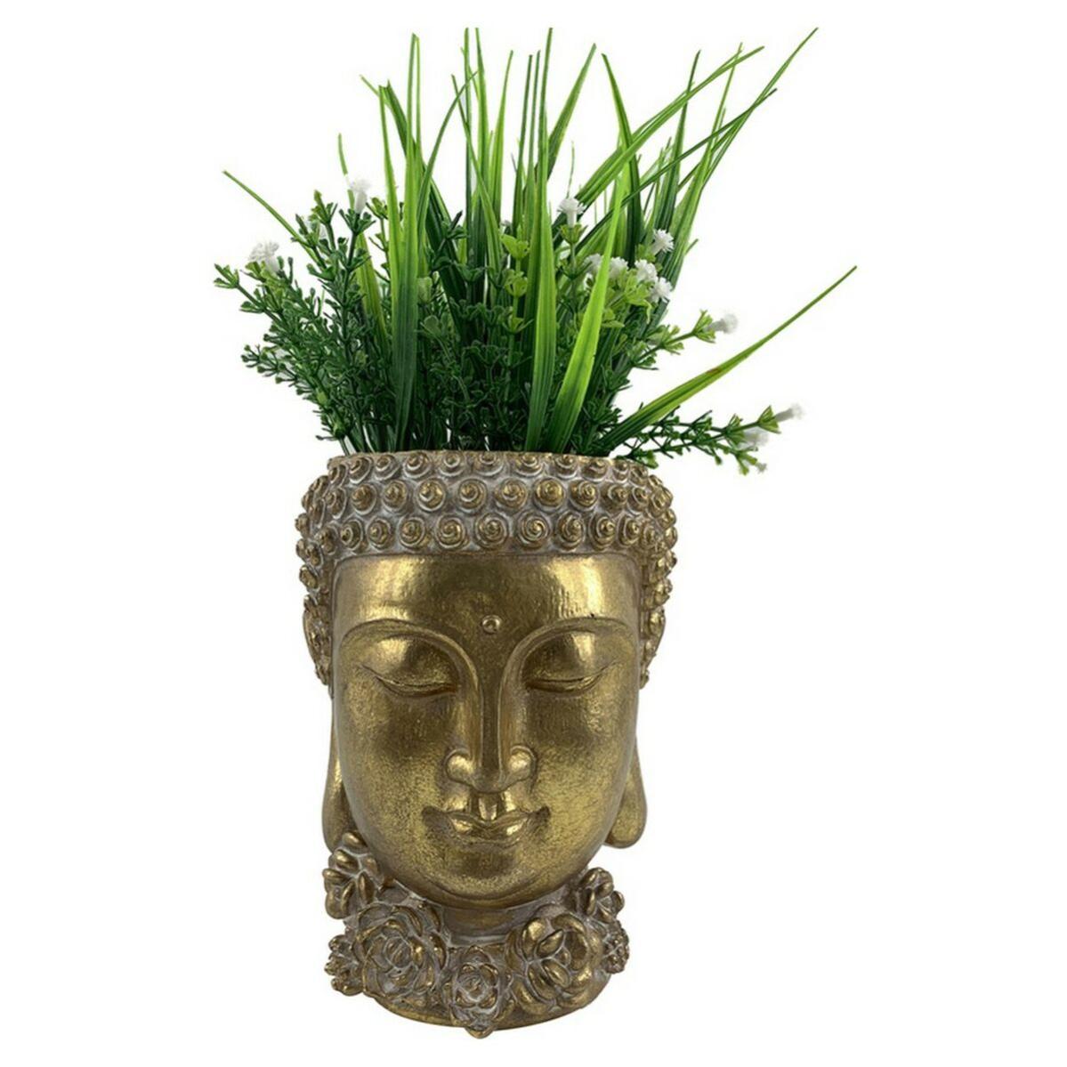 Macetero DKD Home Decor Dorado Buda Resina (13.5 x 15.3 x 19 cm) (2 pcs ...
