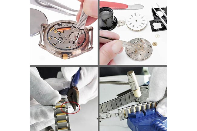Kit riparazione manutenzione orologi 26pz cacciavite pinza chiavini q-wx19