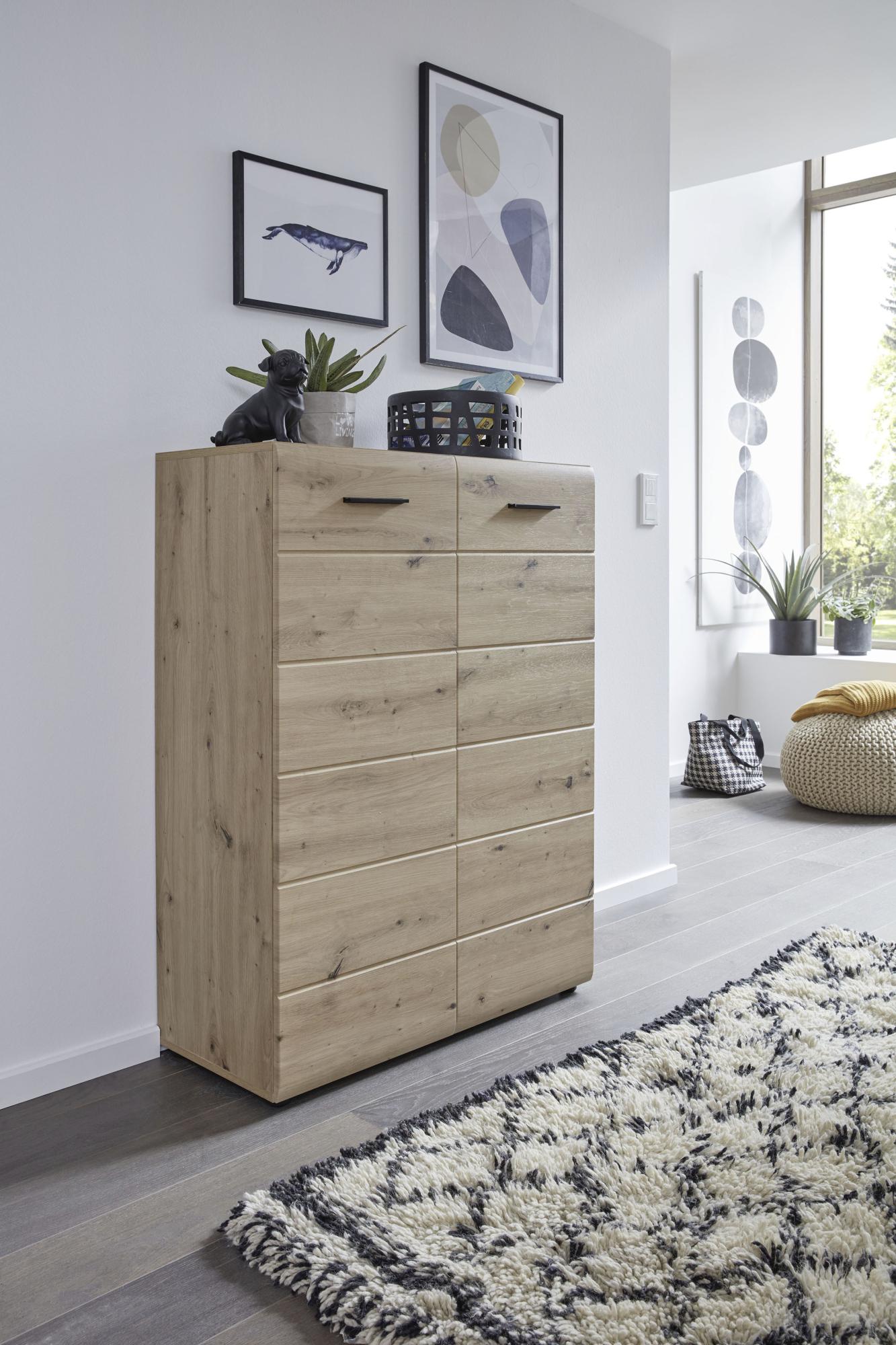 Meuble à chaussures 2 portes mélaminé chêne clair Bezzi 90 cm Leroy