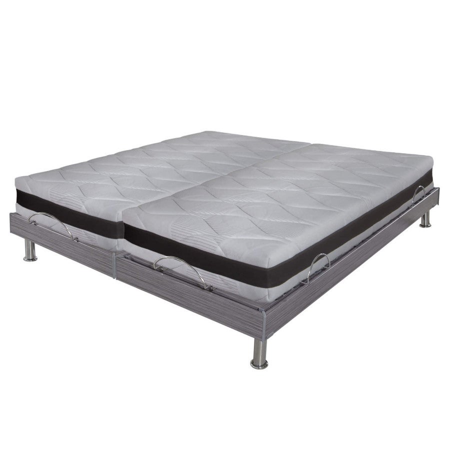 Lit électrique S62 + matelas Eolys 2x80x200 Latex Soutien ferme