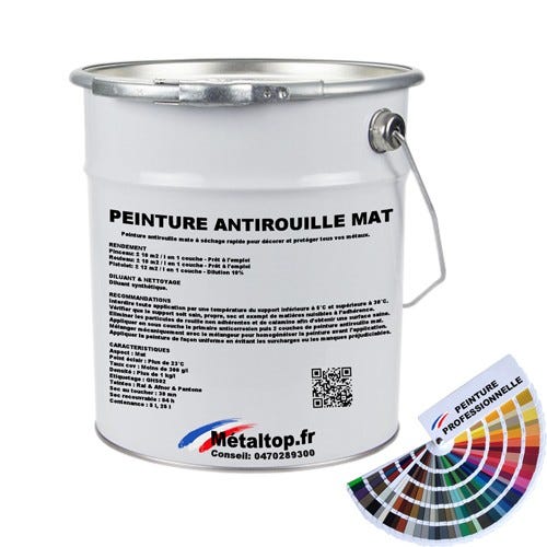Peinture Antirouille Mat - Metaltop - Aluminium blanc - RAL 9006