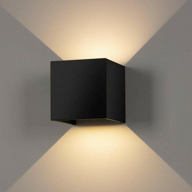 Applique LED Lampada Parete 20W Cubo Nero Doppia Luce Calda Muro Interno Esteno Applique LED Lampada Parete 20W Cubo Nero Doppia Luce Calda Muro Interno Esteno
