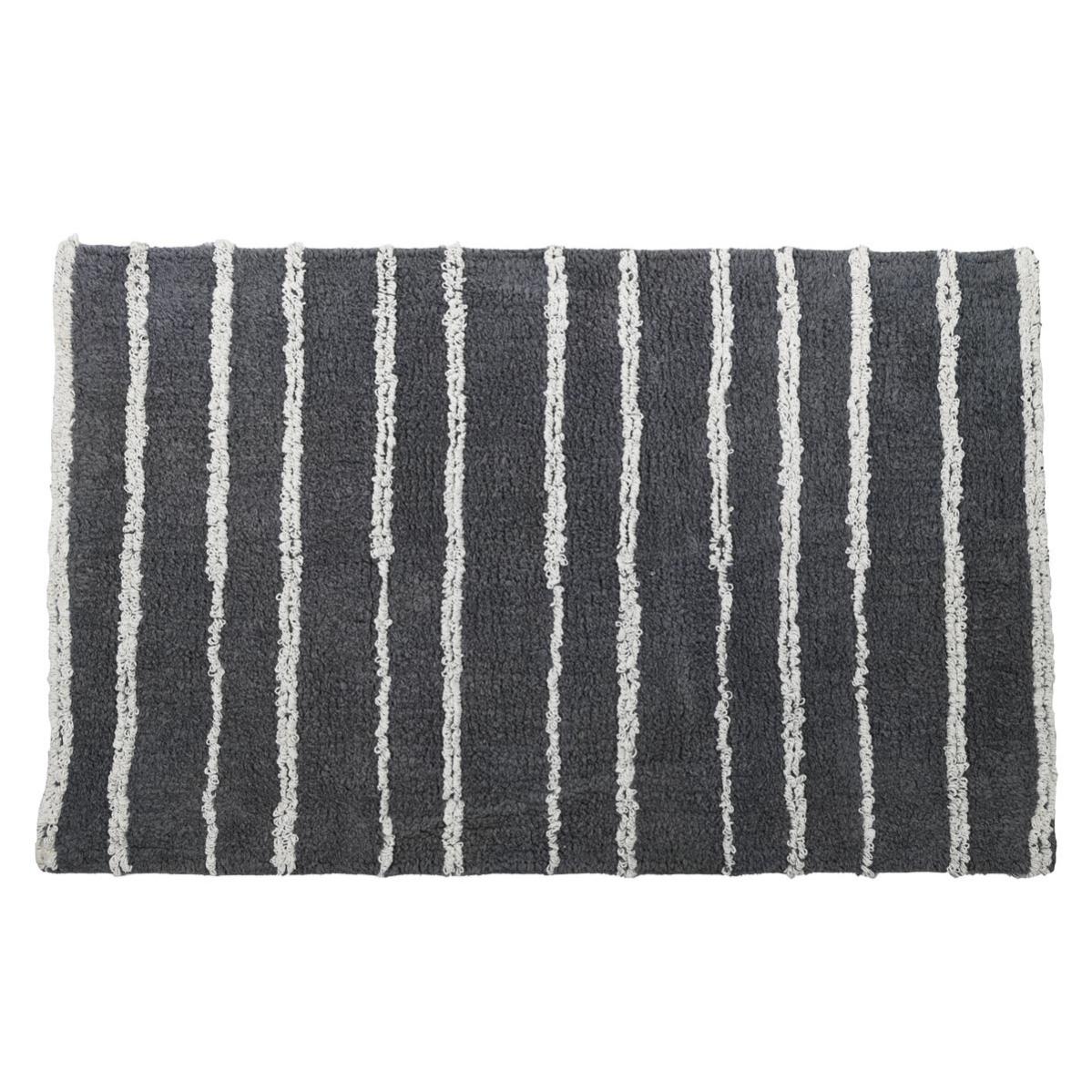 Lot De 4 Tapis Gitans Lavables - Gris Charbon - Antidérapants - Motif Scollop