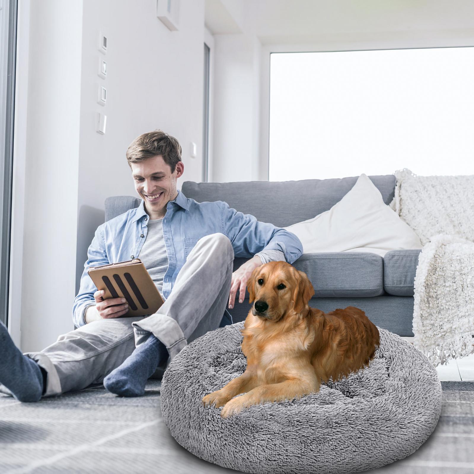 Letto per cani Letti per cani ANIMALI Morbido letto per gatti Posto per  dormire Cuscino per cani Peluche grigio chiaro 60cm