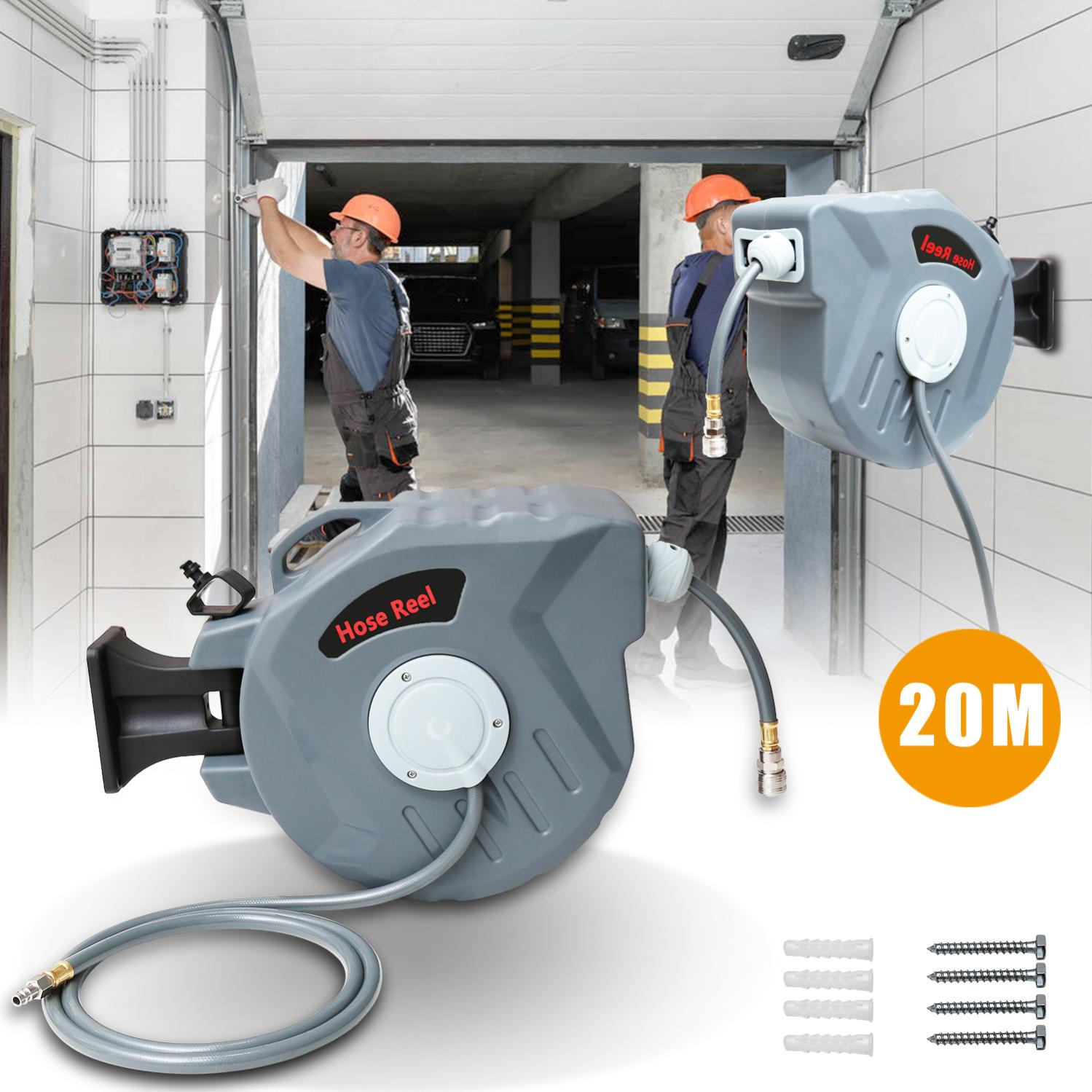 Avvolgitubo Retrattile Da Giardino 30,5 M Con Ugello 7 Funzioni | Gomma 1/2", Parete 180°