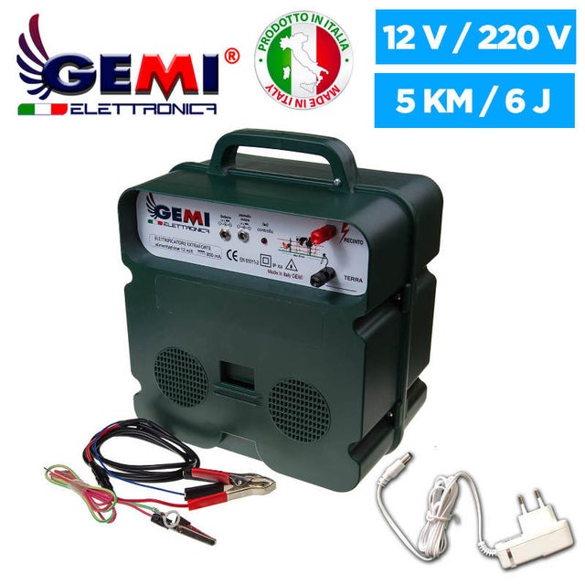 Elettrificatore B/12 Extra Forte Doppia Alimentazione 12V/220V Per Recinto Elettrico Recinzione Elettrica 5Km Per Cavalli Cani Cinghiali Mucche Maiali