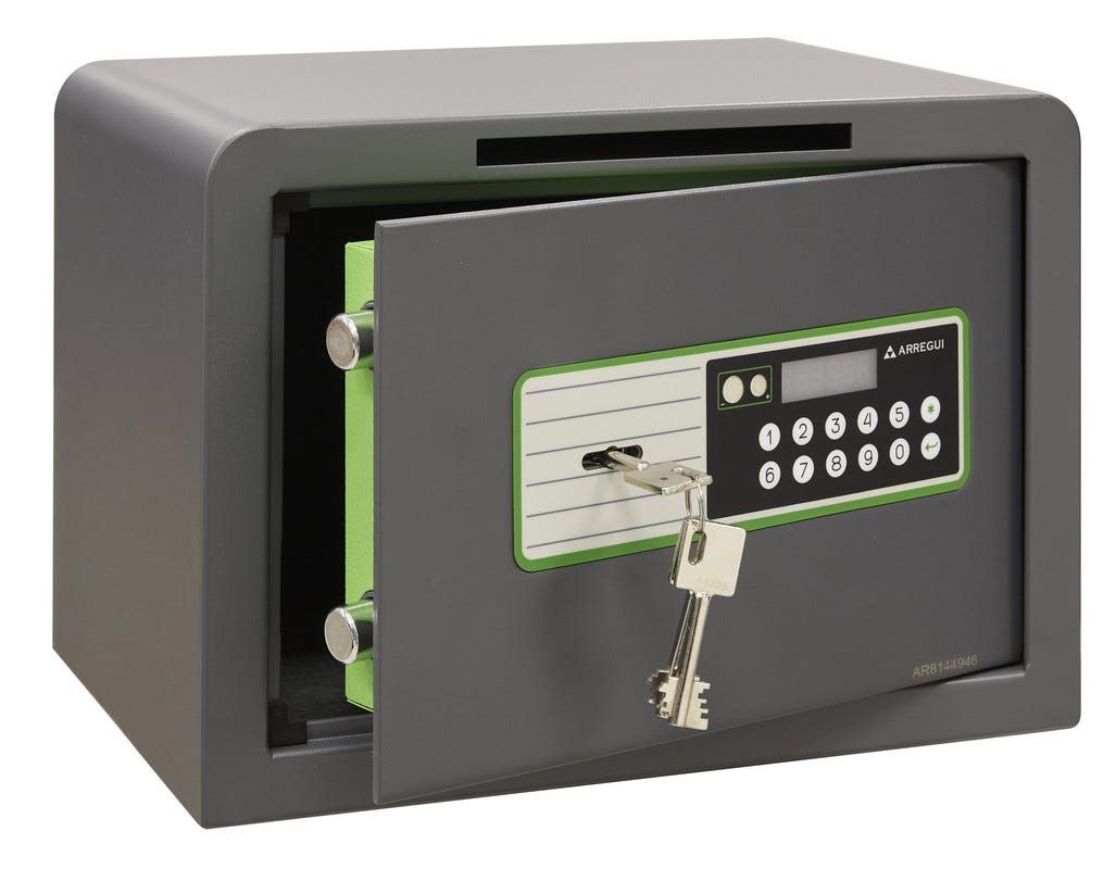 ARREGUI Supra 240020-SL Cassaforte con chiave e codice, Cassetta di  sicurezza con fessura, apertura con tastiera e chiave, 25x35x25cm, 16L