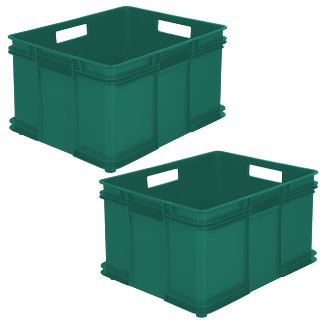 2x Caja de Eurobox XXL, Plástico ECO (PP), 52 x 43 x 28 cm, 54 l, Verde | Leroy Merlin