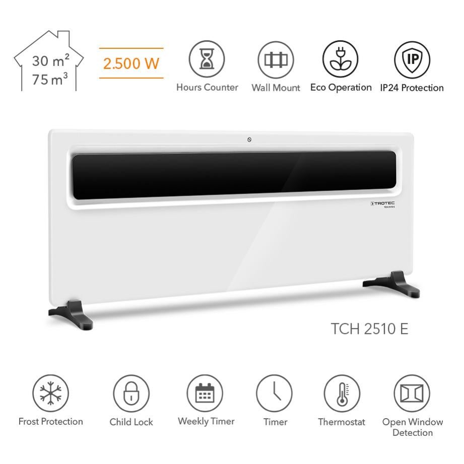 TROTEC Convecteur design TCH 2510 E, 2500 W chauffage mobile chauffage  d'appoint radiateur chauffage électrique convection portable | Leroy Merlin