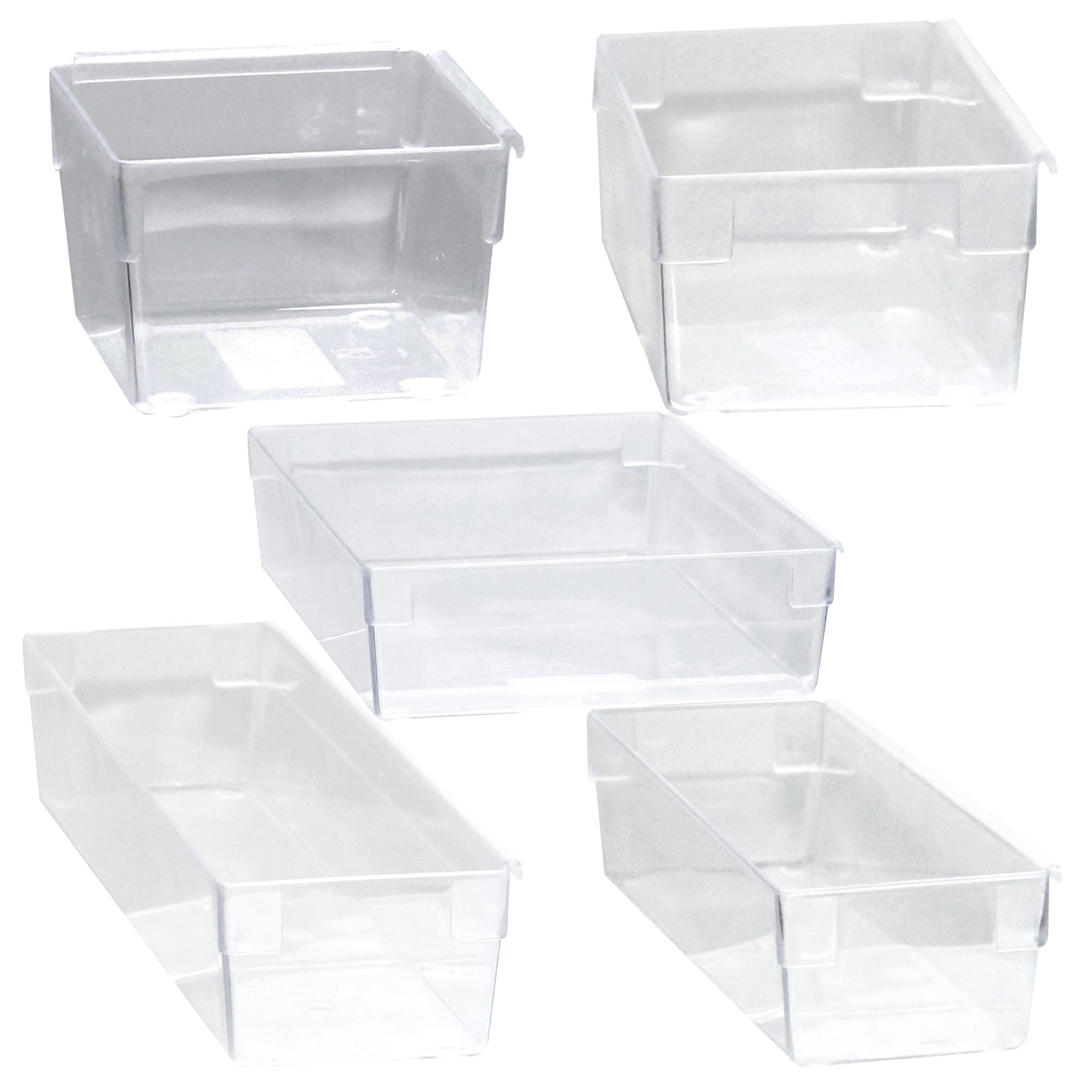 Set de 5 cajas de almacenamiento transparentes a juego-Blancas