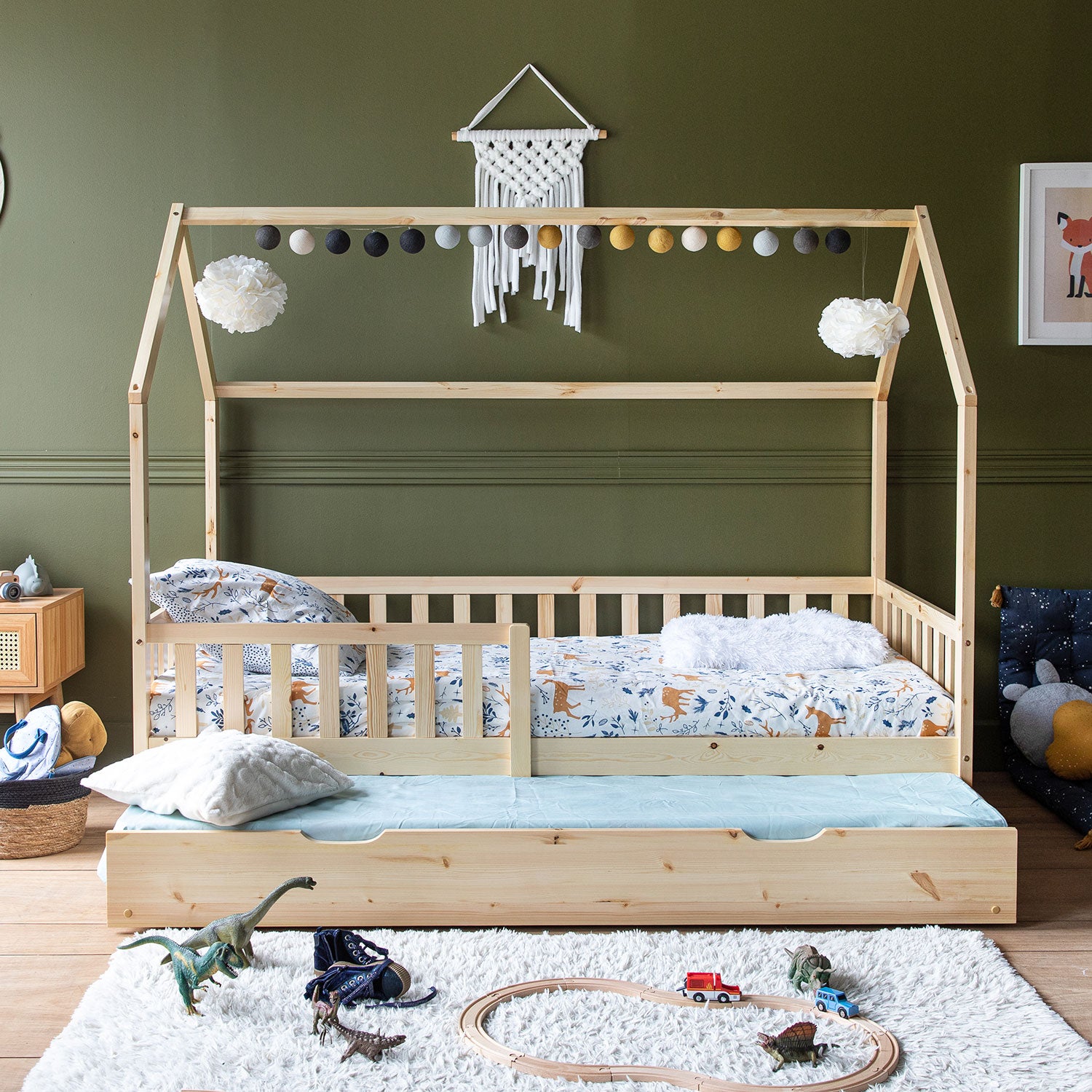 Lit Cabane avec sommier, tiroir et matelas 160x80 - Modern Lit pour votre  Enfant