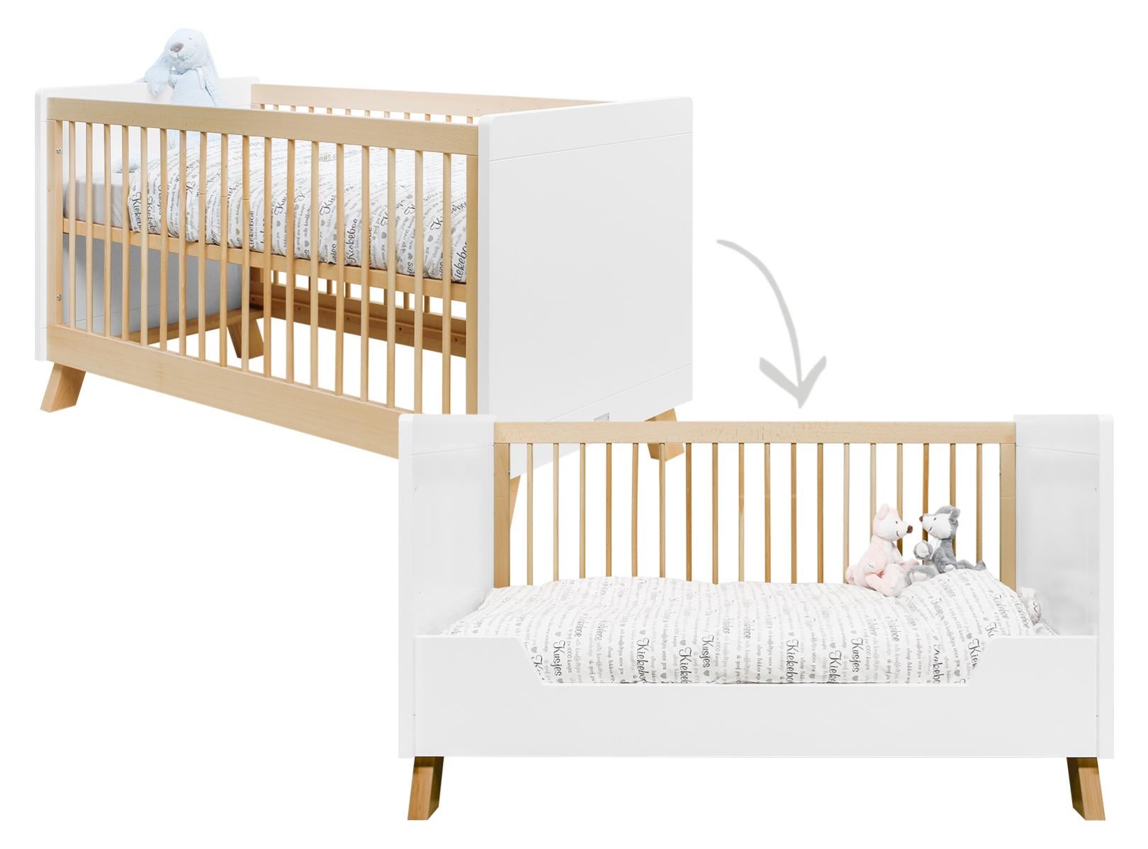 LISA - Lit banquette enfant 70 x 140 en Bois - Blanc / Naturel | Leroy ...