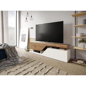 Mobile/Rialzo Porta TV in Vetro Bianco 120x30x13 cm