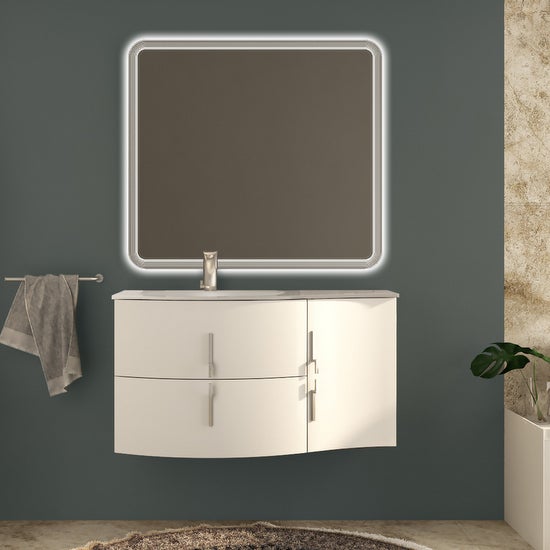 Bagno Italia Mobile Bagno 104 cm arredo sospeso bianco nero rosso grigio  moderno reversibile Mobili I : : Casa e cucina