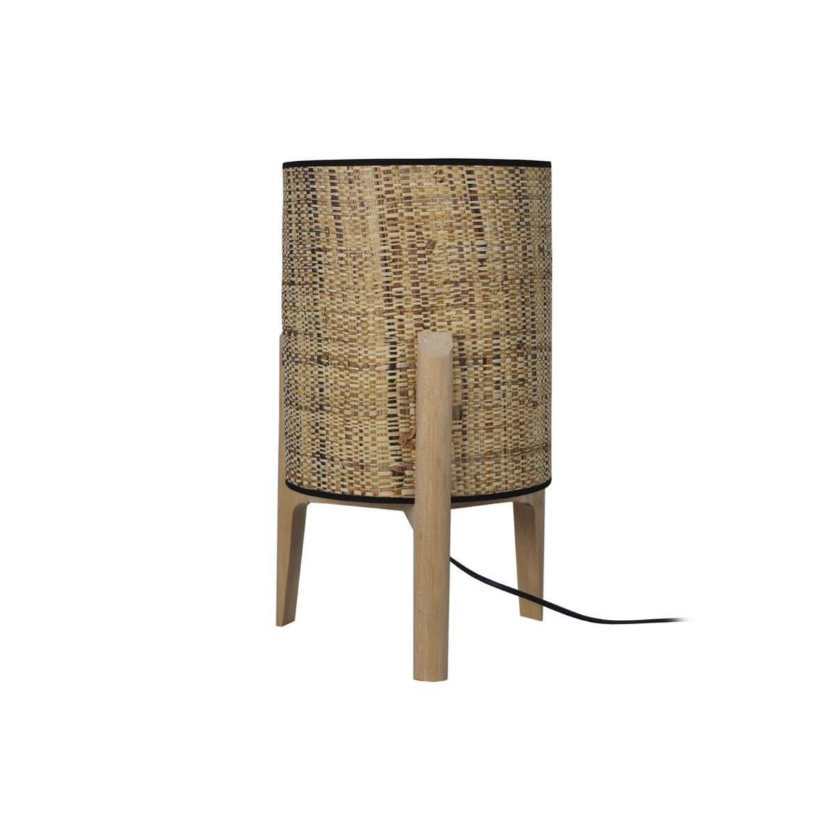 Lampe De Chevet Style Bohème – Abat-jour Tissu 32 Cm, Pied Jute Tressé, Hauteur 45 Cm, Douille E27, Pour Chambre, Salon, Bureau