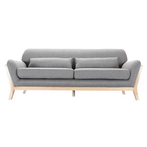 Divano scandinavo 3 posti grigio scuro piedi legno YOKO