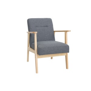 Poltrona scandinava grigio chiaro e legno BRODY - Miliboo