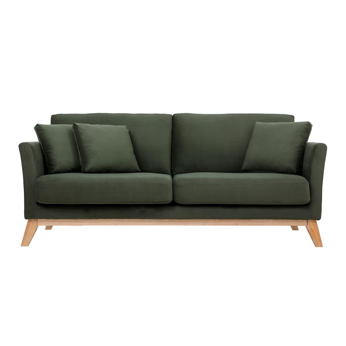 Divano 2 Posti Scandinavo Oslo – Sfoderabile, Tessuto Effetto Velluto Terracotta, Gambe In Legno Chiaro – Miliboo