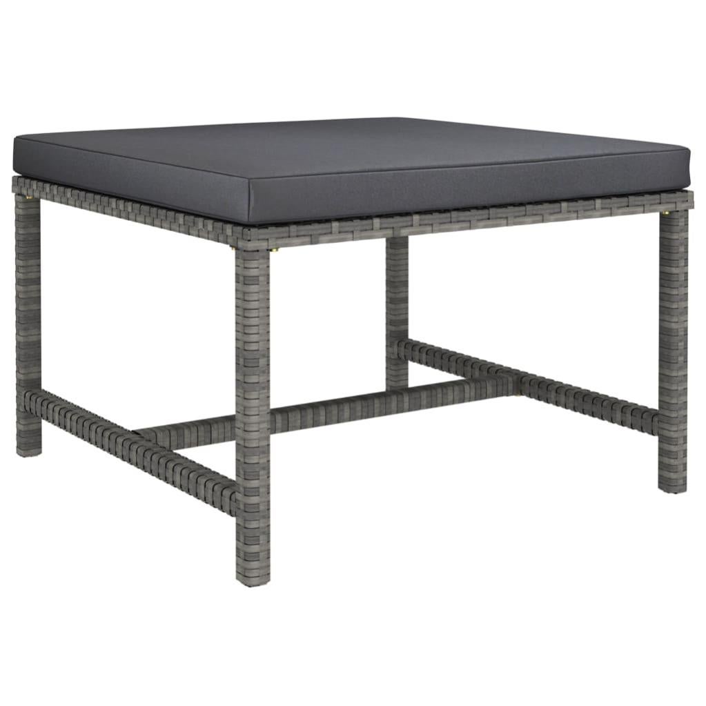 Repose-pied Sectionnel VidaXL Gris - Tabouret Jardin Résine Tressée Avec Coussin