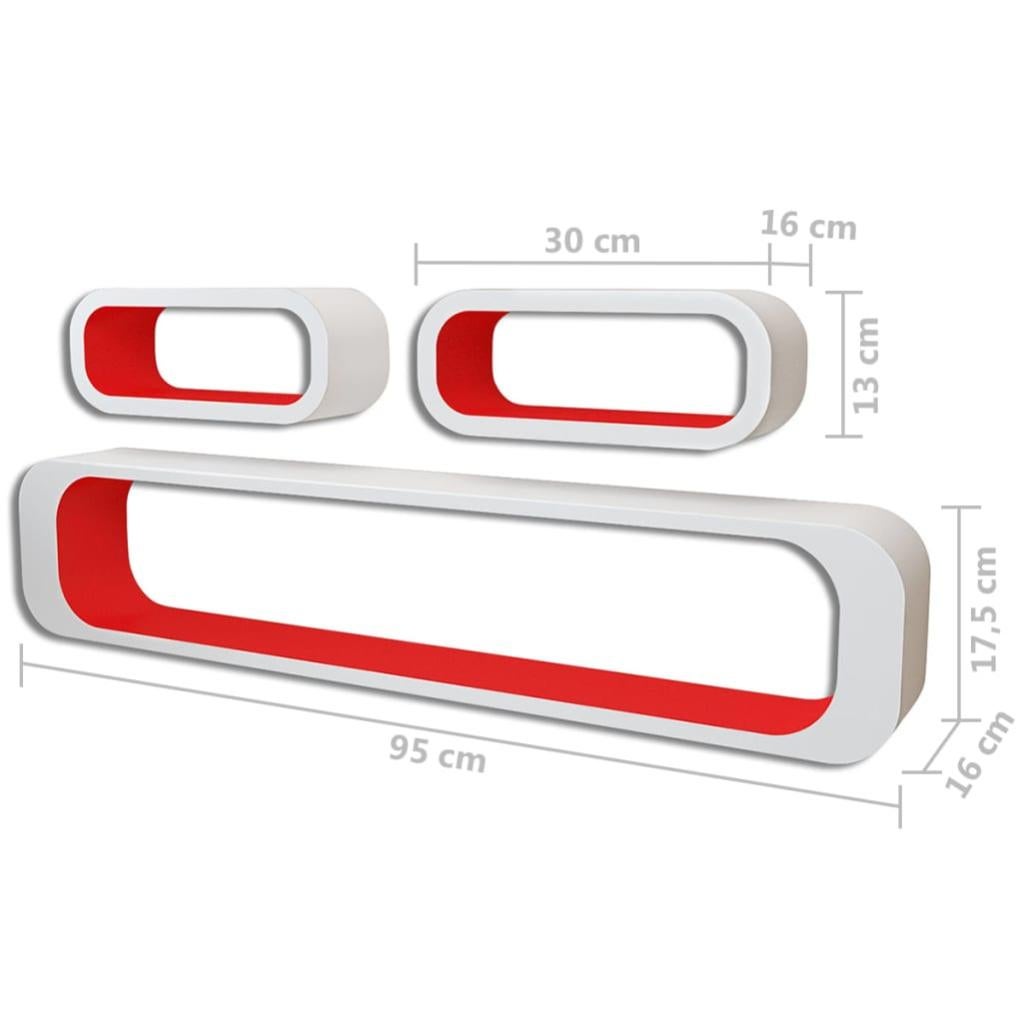 Étagères murales sous forme de cube 6 pcs Rouge et blanc vidaXL | Leroy ...