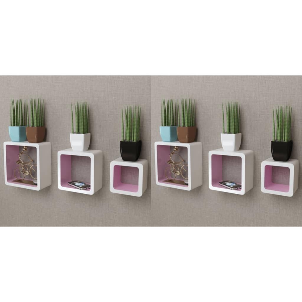 SET 3 CUBI MENSOLE PER CAMERETTA LEGNO BIANCO Con Venature 3CBI