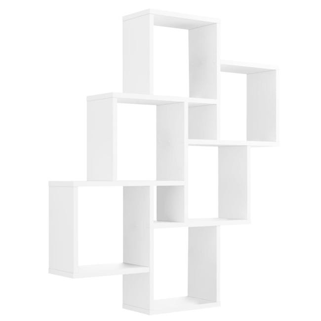 URBNLIVING Lyon Scaffale Sospeso A 3 Gradini In Legno - Montaggio A Parete, Finitura Bianco Opaco, Dimensioni 56x61x16,5 Cm