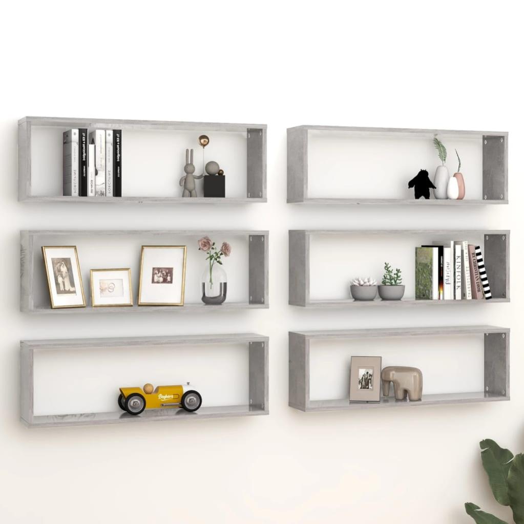 Mensole Parete A Cubo 4 Pz, Mensole A Muro, Scaffale A Parete Espositore Da Parete Grigio Cemento 60x15x23 Cm In Truciolato Kos70457 Bonnevie 85726098