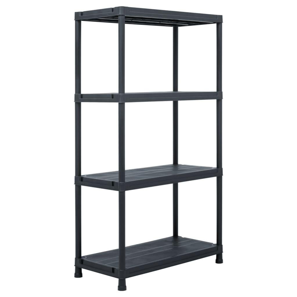 Scaffale VidaXL In Plastica Nero - 60x30x138 Cm, 4 Ripiani, Carico 100 Kg, Montaggio Facile