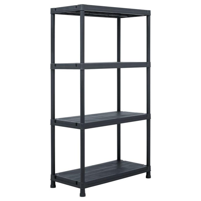 Scaffale VidaXL In Plastica Nero - 60x30x138 Cm, 4 Ripiani, Carico 100 Kg, Montaggio Facile