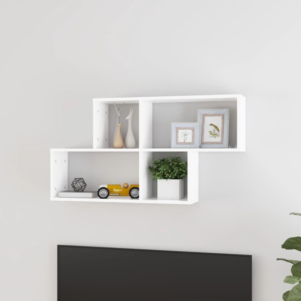 Snsowed Scaffale a Parete Bianco 104,5x10x43 cm in Legno Multistrato, Scaffale a Parete,Mensole a Muro,Mensole da Cucina Salvaspazio,Decorazioni da Parete per Soggiorno-840723