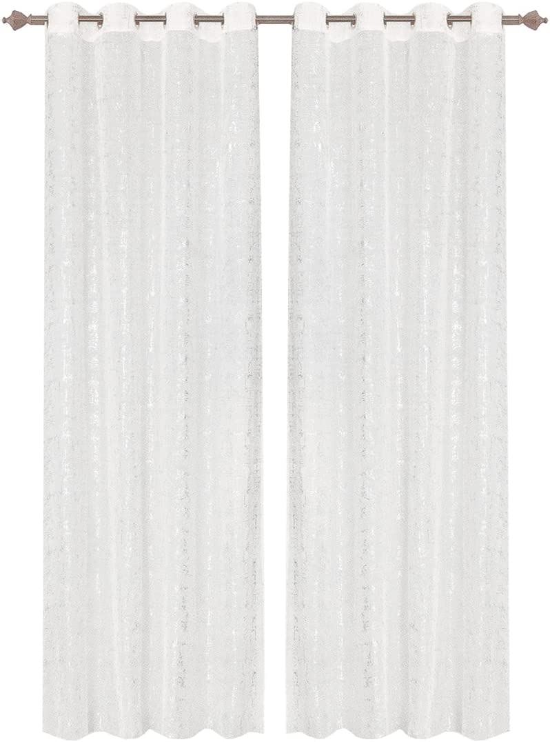 Tende Porta Finestra Occhielli Coppia Moderna 140x280 Cm Semitrasparente  Interno Bianco