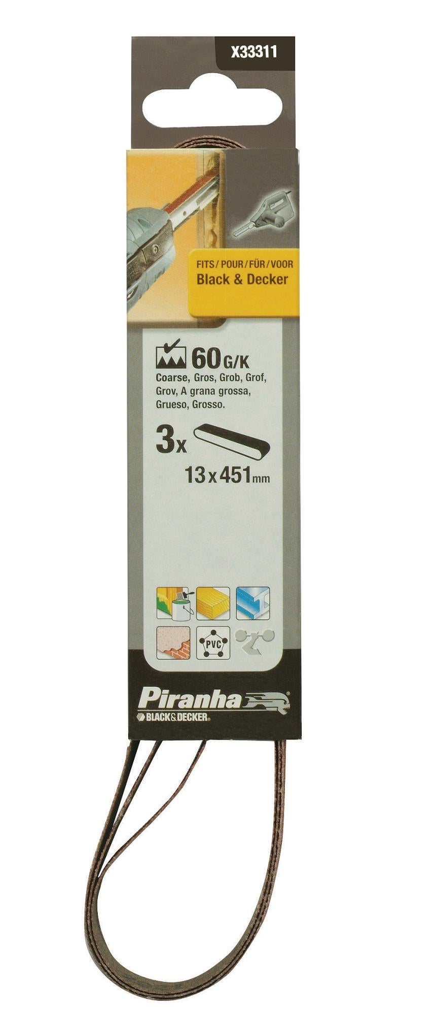 Nastri Abrasivi Stanley 65x410 Mm - Grana 80, Confezione Da 3, Per Levigatura Legno E Metall - Foto 3