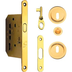 Kit serratura con maniglia tonda e chiavistello
