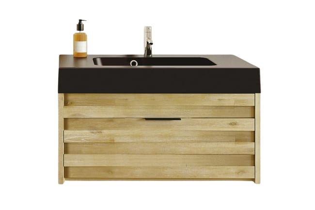 Meuble De Salle De Bain En Bois Avec Vasque Noir Mat 80 Benoa Leroy Merlin