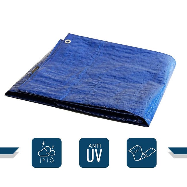 Bâche étanche en PVC 4x5 Bleu  Bien résistant aux UV - En stock -   - commandez votre bâche online