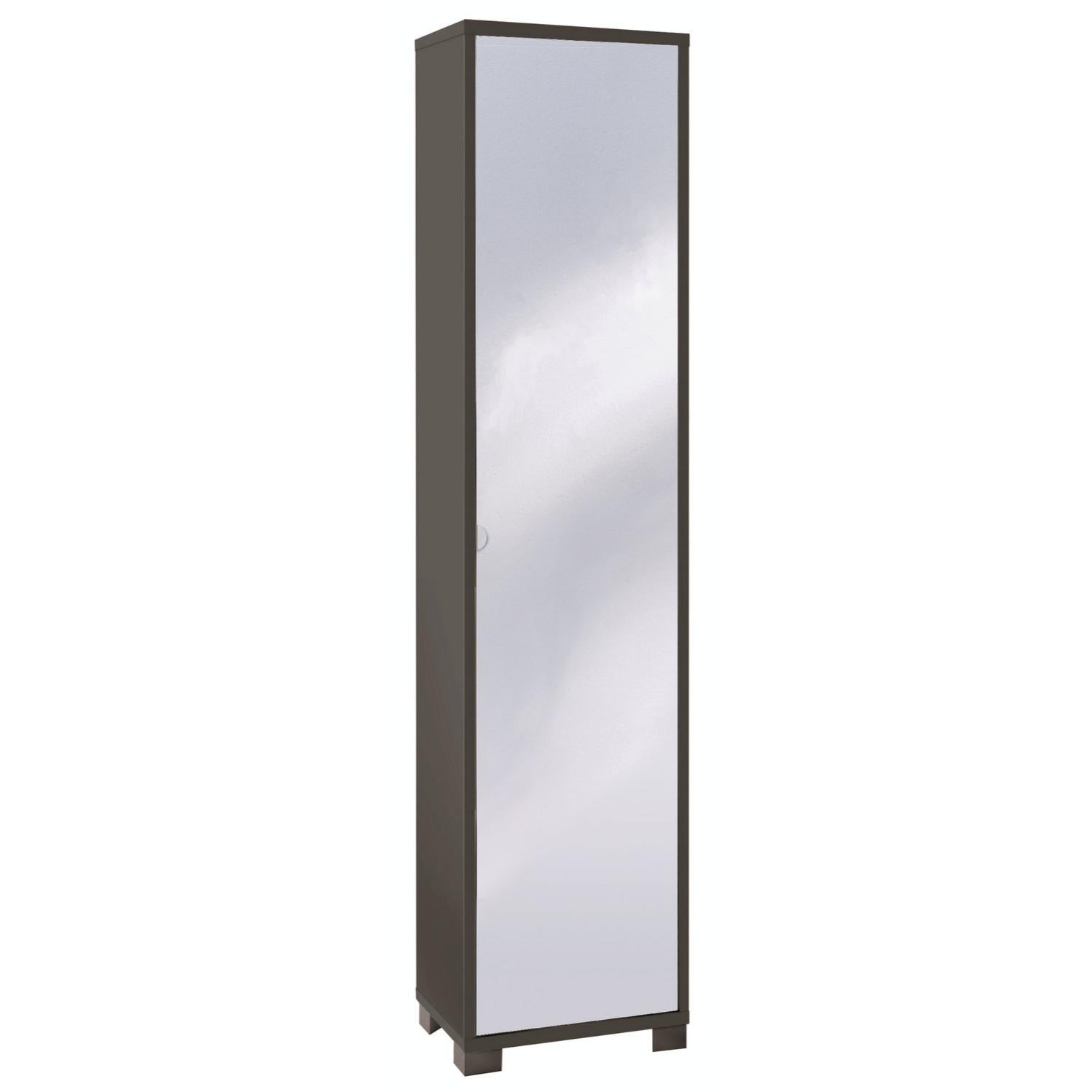 Dmora Colonna Pensile A 1 Anta, Made In Italy, Mobile Moderno, Mobiletto Multiuso Con 1 Anta E 4 Ripiani Cm 40x30h180 Colore Bianco Lucido 57379298