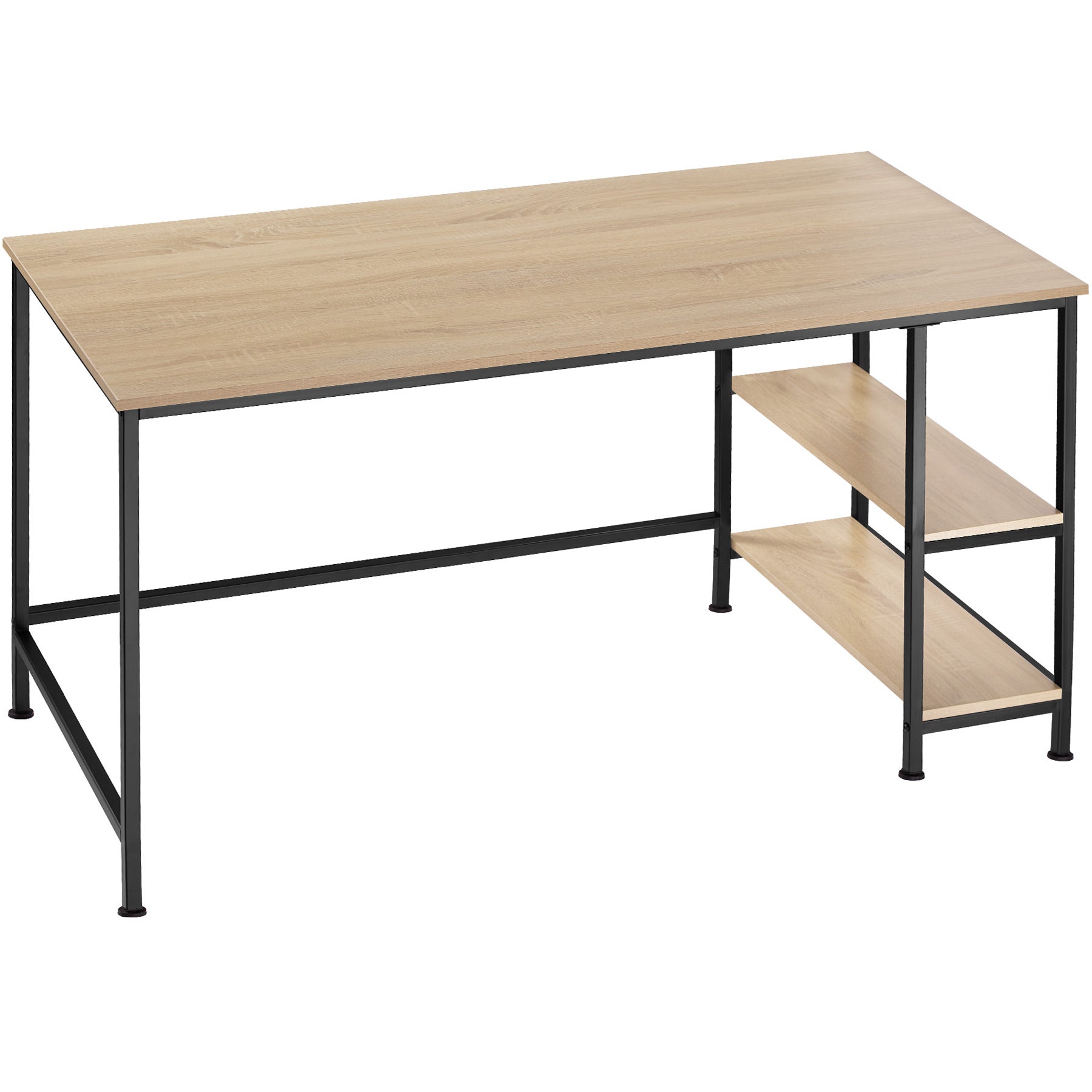 Bureau Informatique OLONG, 140x120x75,5 cm, Support Clavier, en Bois de  Chêne 