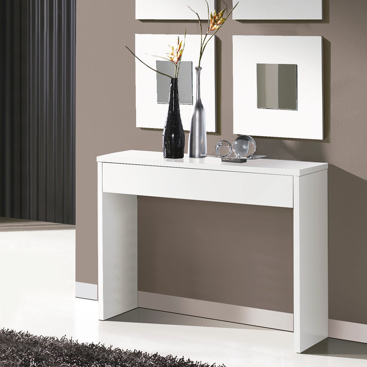 Mueble mesa recibidor Homcom blanco 100x32x85 cm material de madera
