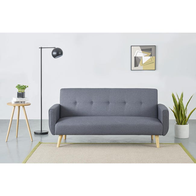 Sofá cama de estilo escandinavo gris de 3 plazas MALMO | Leroy Merlin