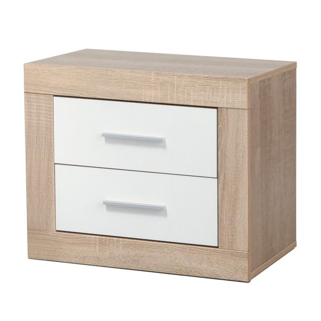Comodino Vida Designs Riano Con 2 Cassetti – Colore Bianco, Pratico E Moderno Per Camera Da Letto