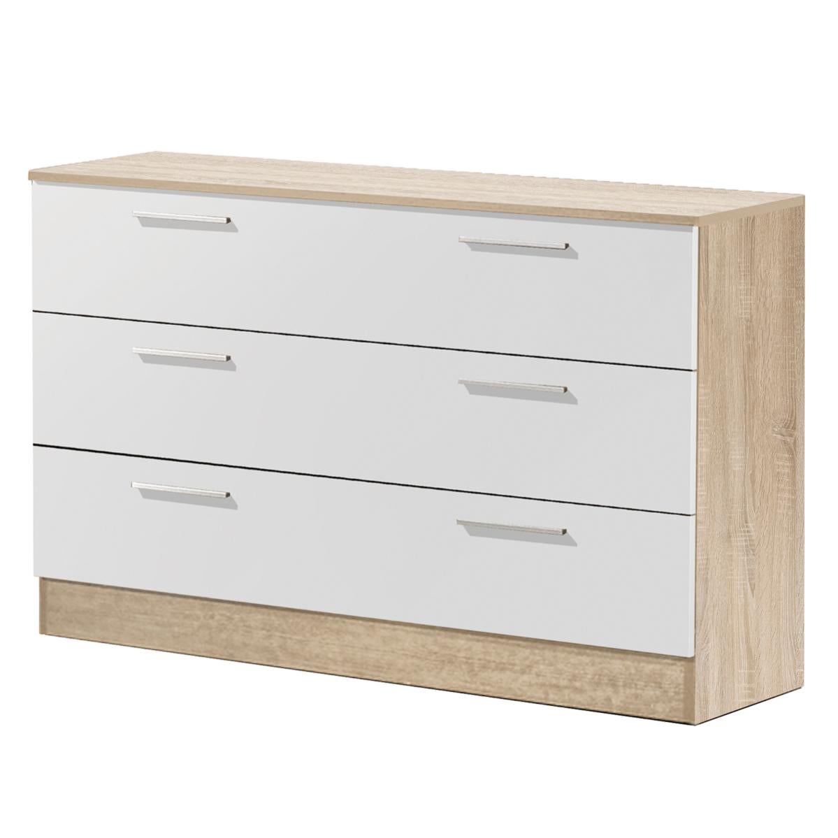 Comoda Basic 3 Cajones con Tiradores 69X100X35 Cambrian/Blanco Leroy