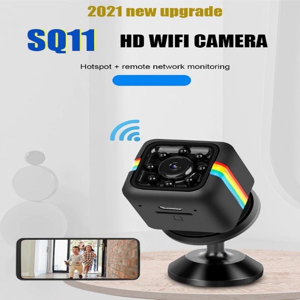 Mini caméra de Sport sans fil WIFI SQ11, Caméscope à Vision nocturne 1080P  HD, Micro DVR, Vidéo DV + Carte Micro SD 128 G