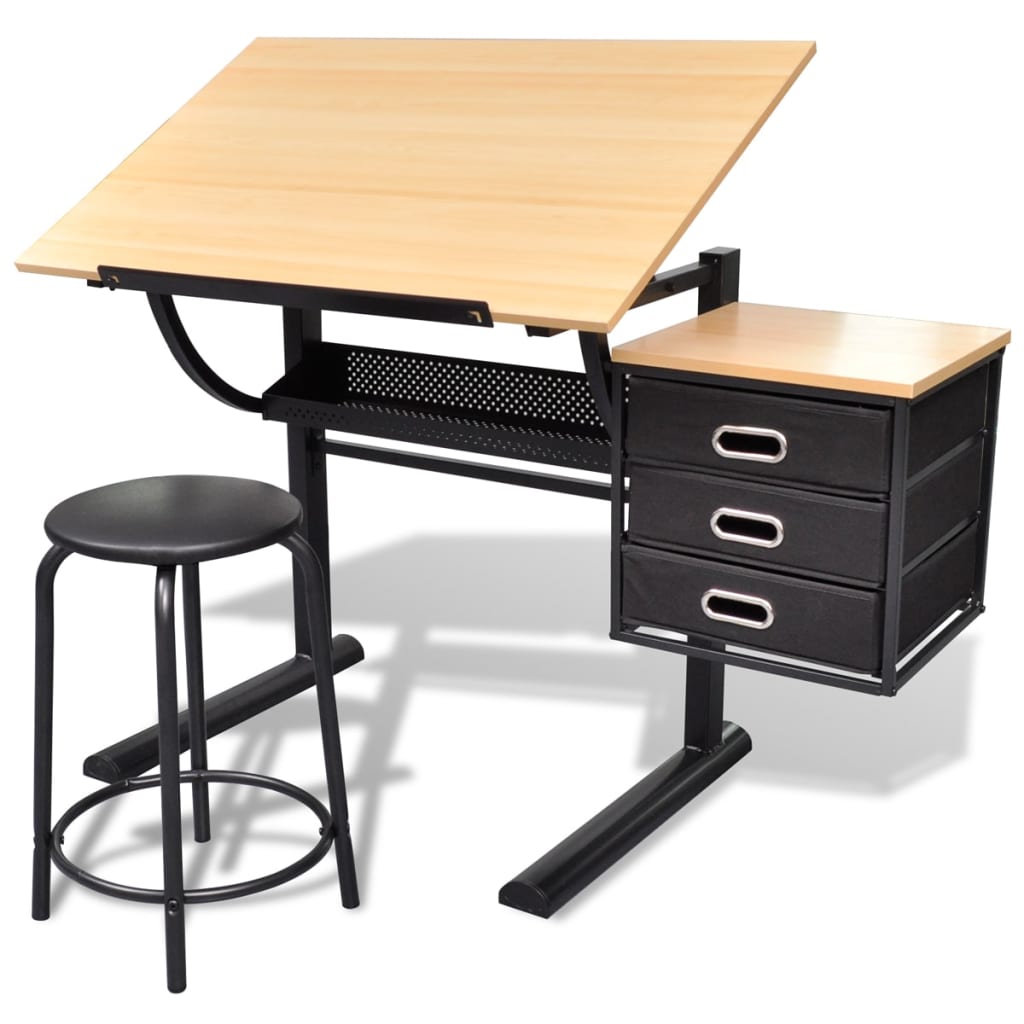 Tavolo da disegno inclinabile - 90 x 60 cm - Con sgabello e