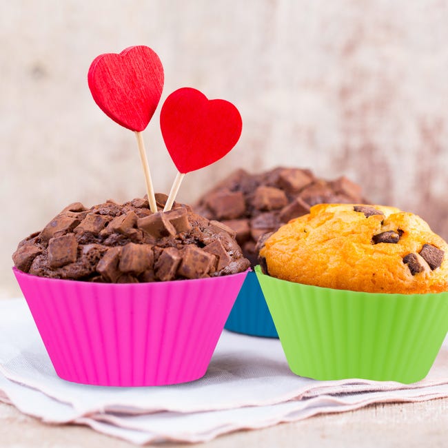 24PCS Moules à Muffins Silicone, réutilisables moule cupcake et  antiadhésifs pour cupcakes, plateau à pudding, Anti-adhésif