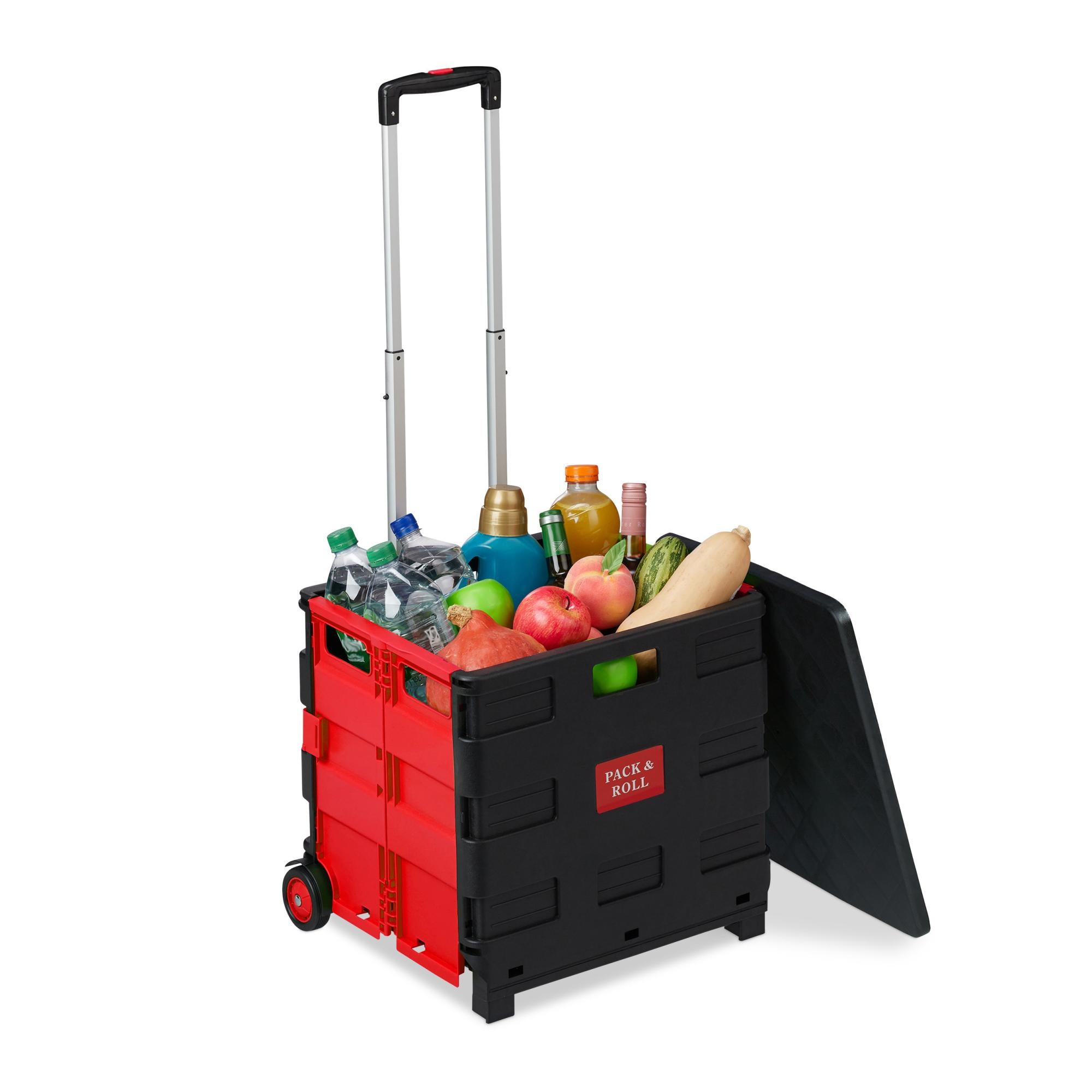 Carrello Spesa Pieghevole Relaxdays: Porta 35 Kg, Manico Regolabile, Pratico E Compatto
